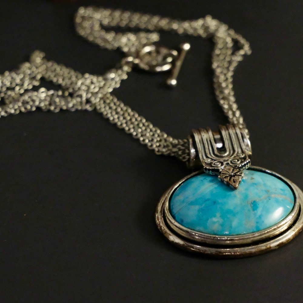 BEST Silver and Larimar Pendant Necklace